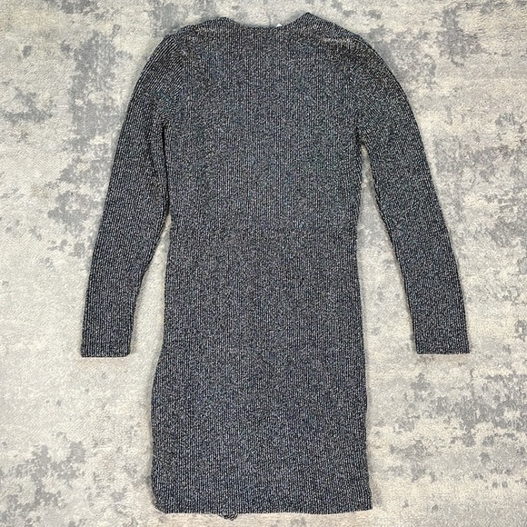 IRO Noize Ruffled Wrap Effect Metallic Silver Black Rib Knit Mini Party Dress 34 - Picture 12 of 14